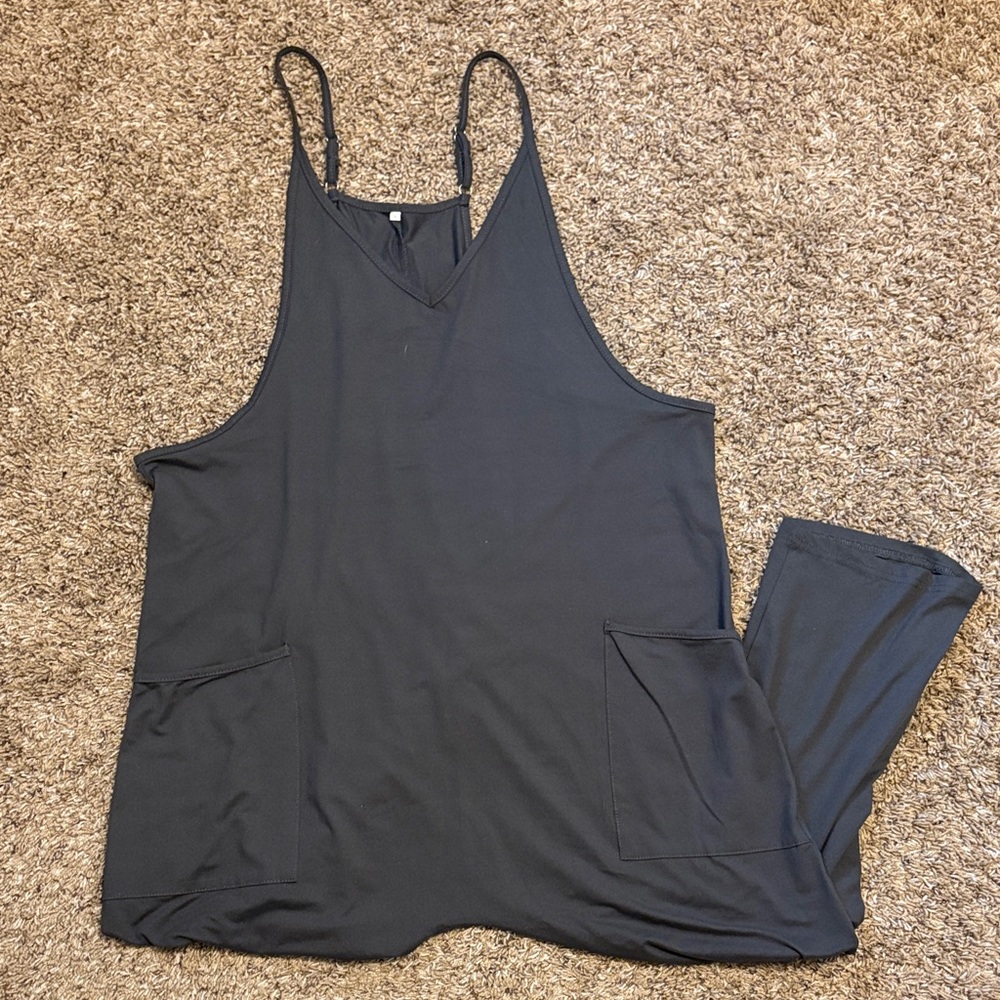 Women's Casual Sleeveless Jumpsuits Baggy Adjustable Strap Overalls with Pockets